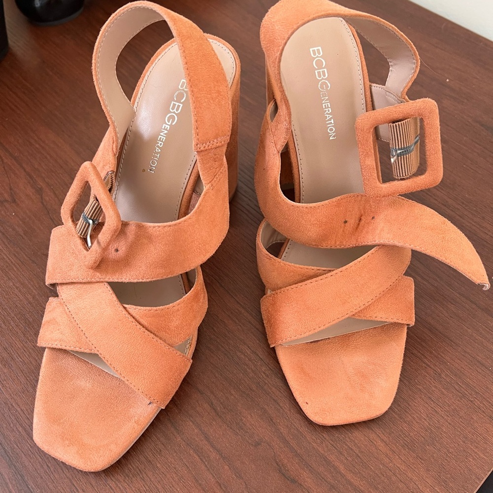BCBGeneration Women's Strappy Orange Heels